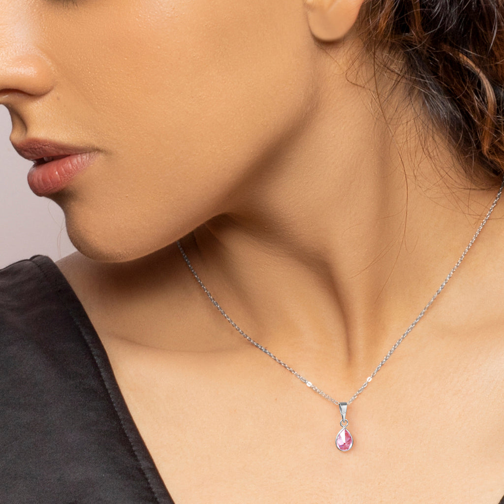 GRACIOUS PINK DROP PENDANT - 925 SILVER