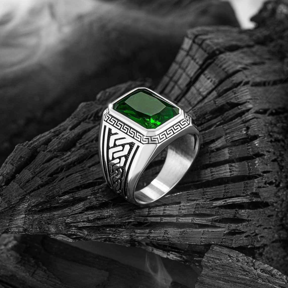 Ancient Greek Mythology - Emerald Men Ring