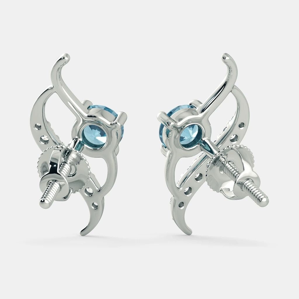 Aquamarine Zircon Earrings - 925 SILVER