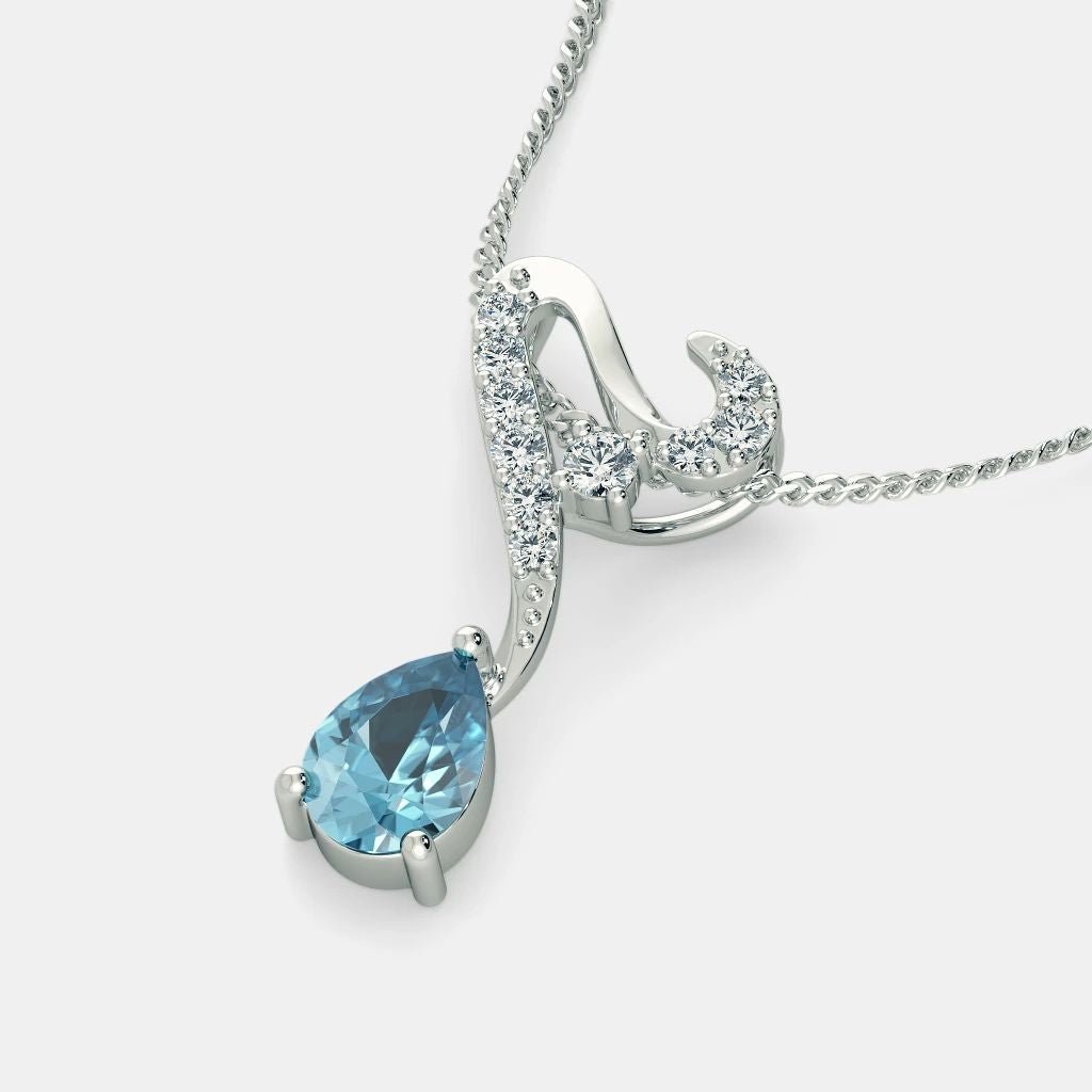 Aquamarine Zircon Necklace - 925 SILVER