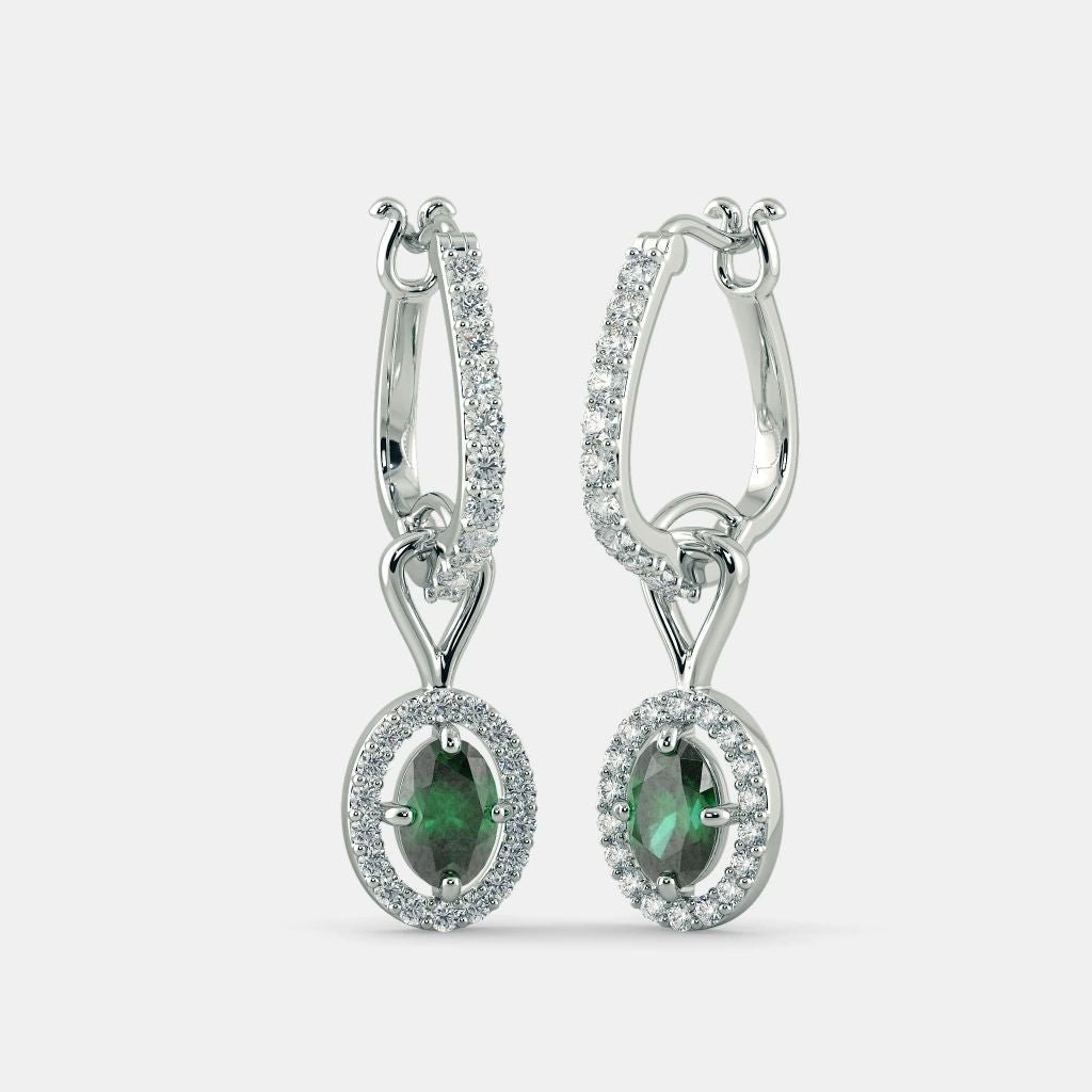 Atlantis Emerald Diamond Earrings - 925 SILVER