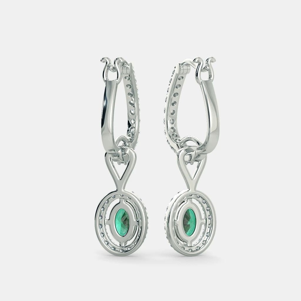 Atlantis Emerald Diamond Earrings - 925 SILVER