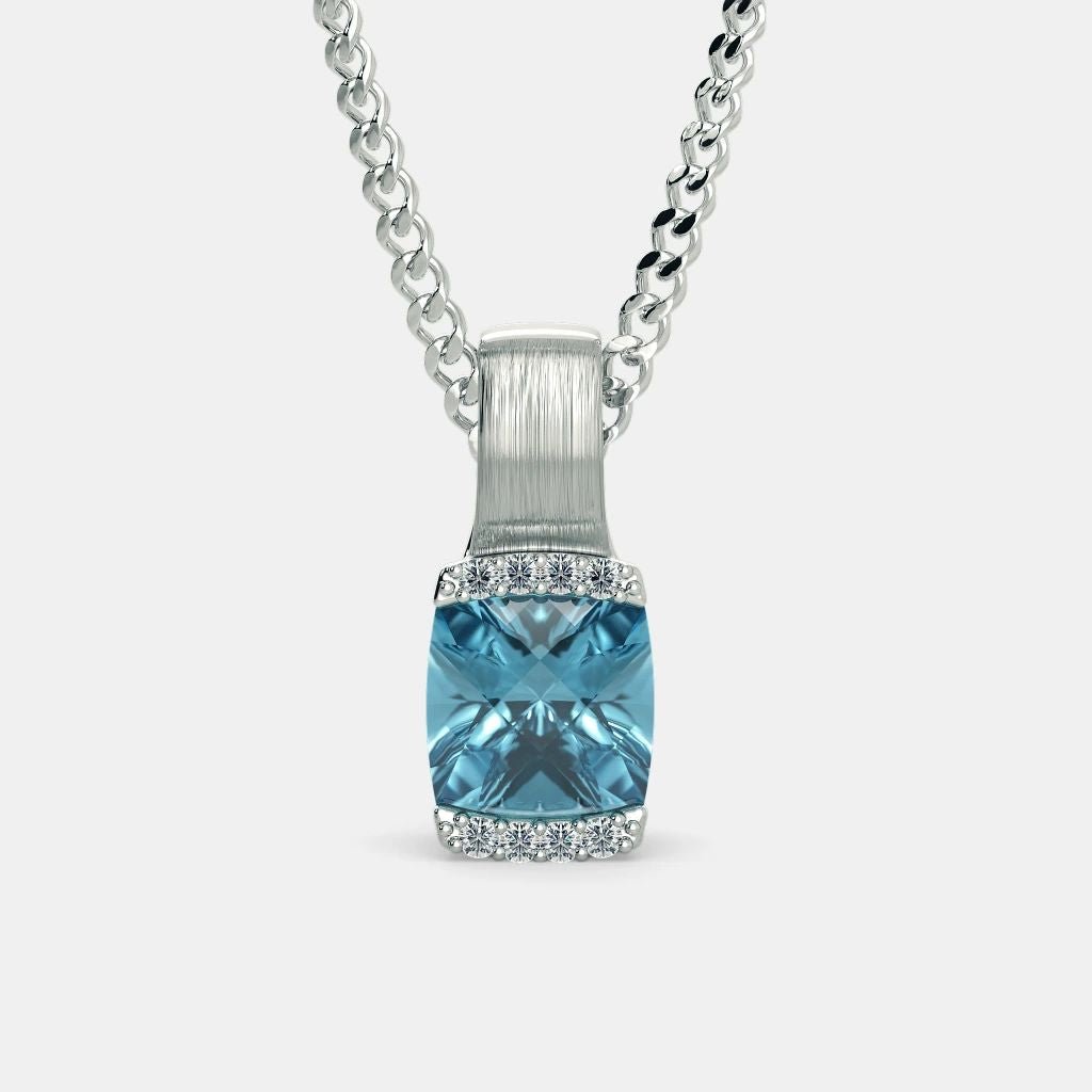Blue Topaz Zircon Necklace - 925 SILVER