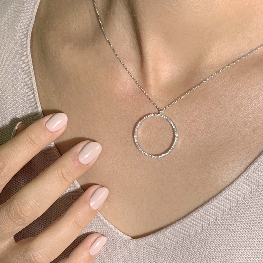 DIAMOND HOOP PENDANT - 925 SILVER