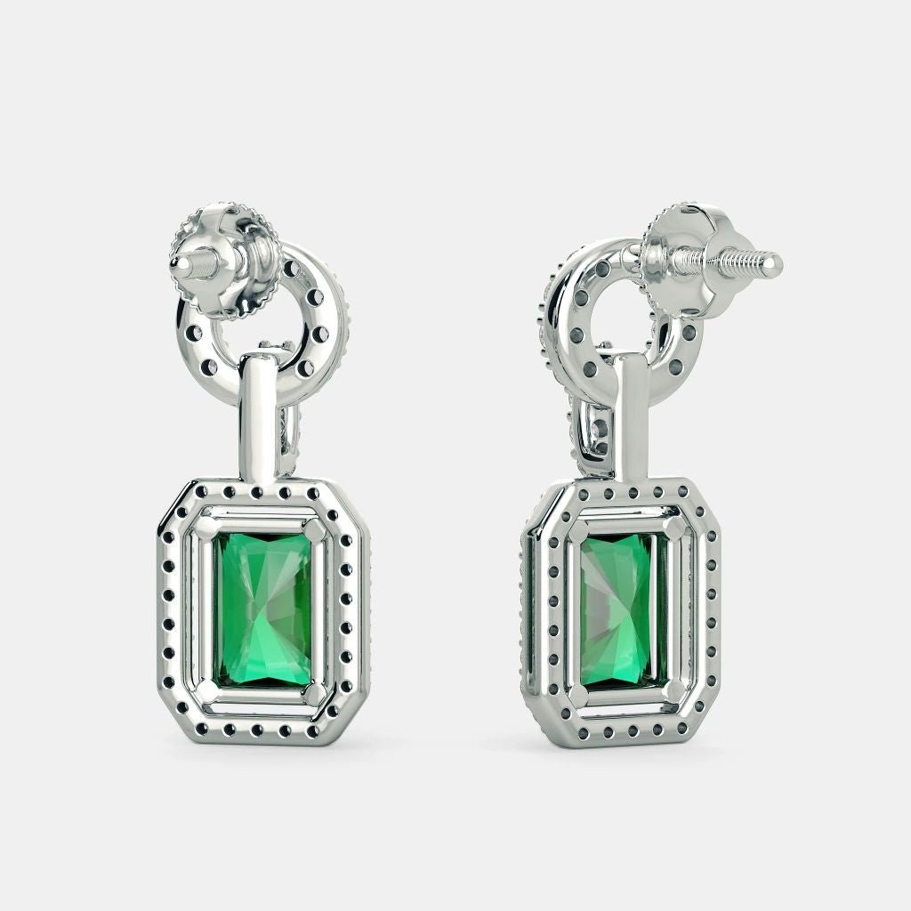 Emerald Cut Zircon Earrings - 925 SILVER
