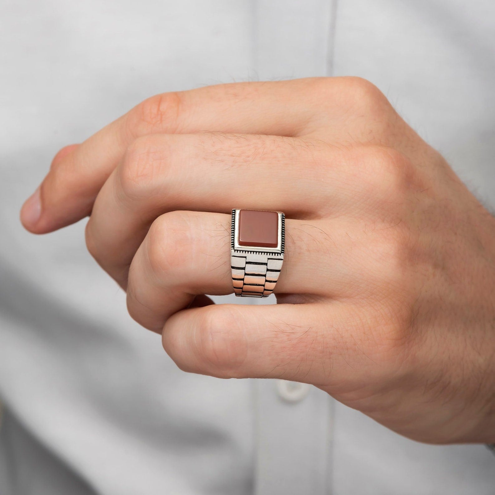 BYZANTINE RED AQEEQ OTTOMAN RING