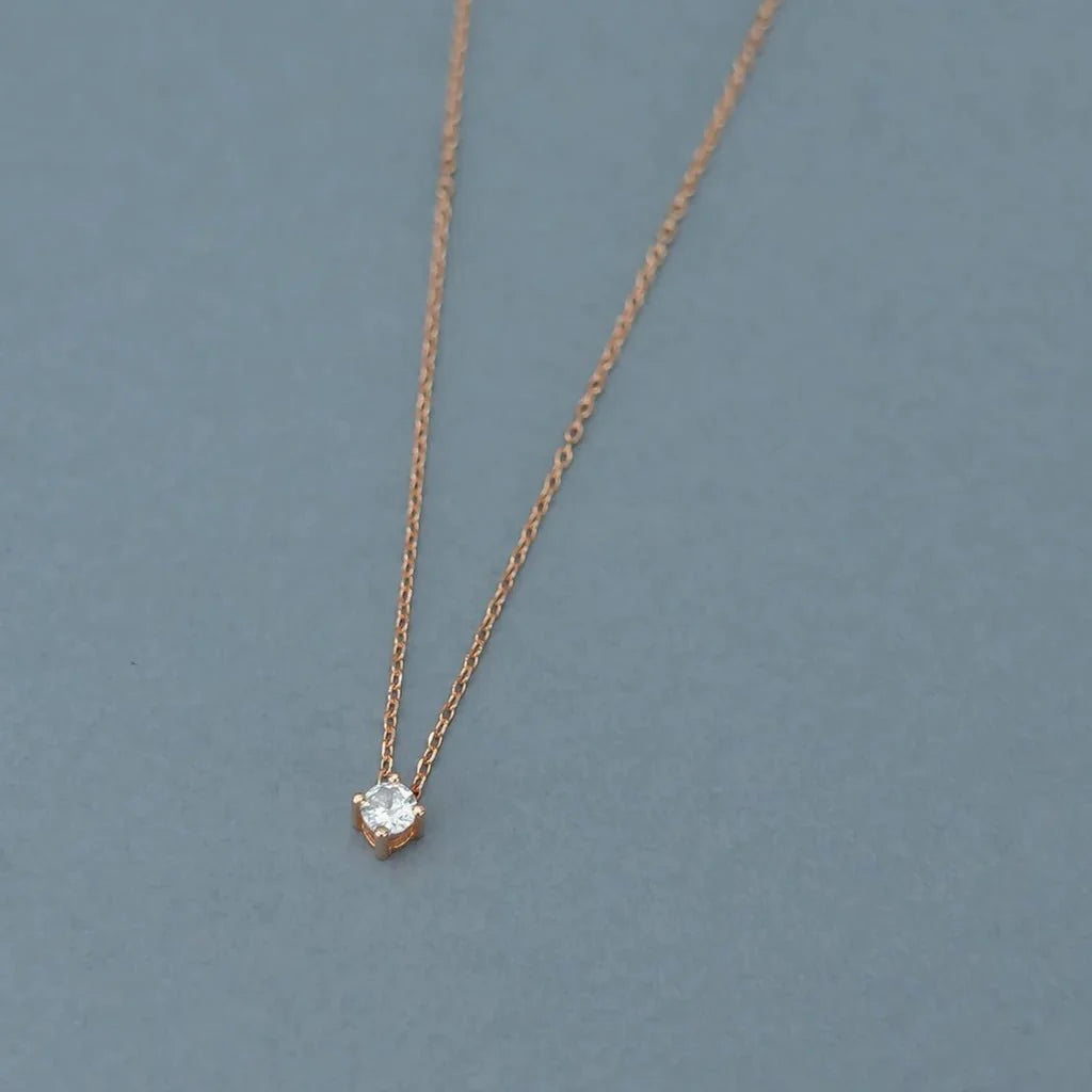 SOLITAIRE ONE DIAMOND NECKLACE - 925 SILVER