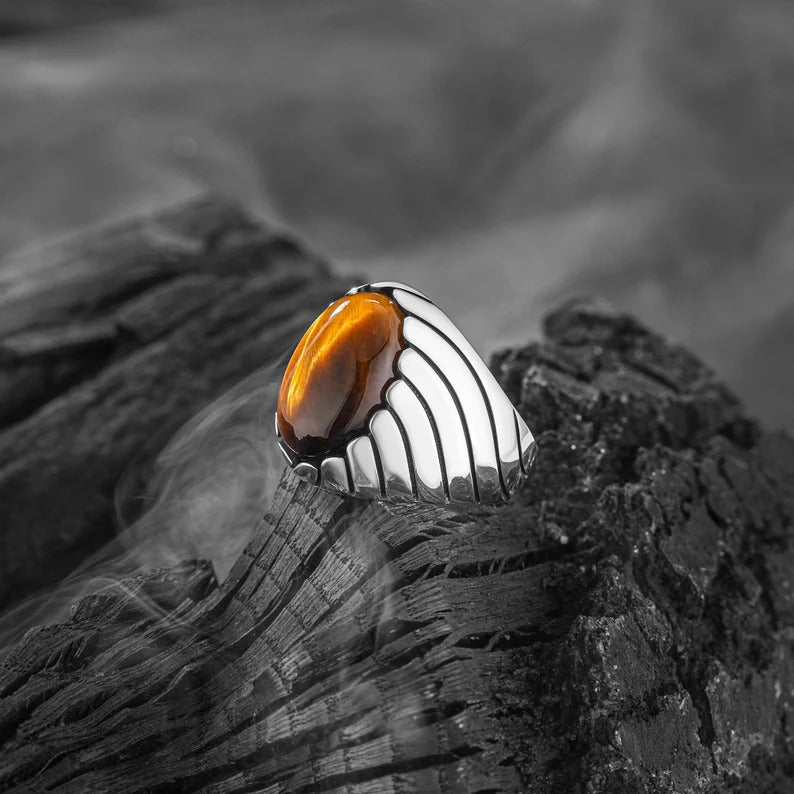 TIGER EYE WAVES MEN'S RING