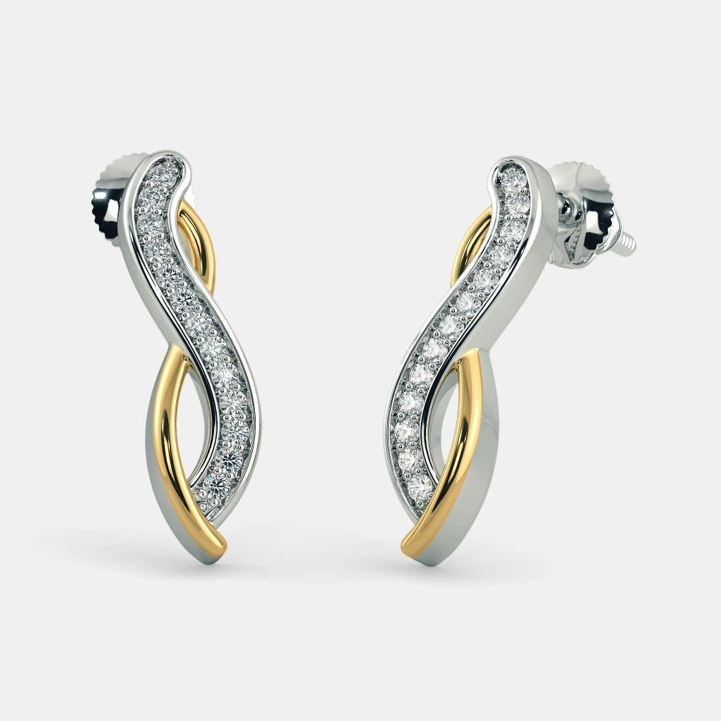 Twisted Diamond Earrings - 925 SILVER