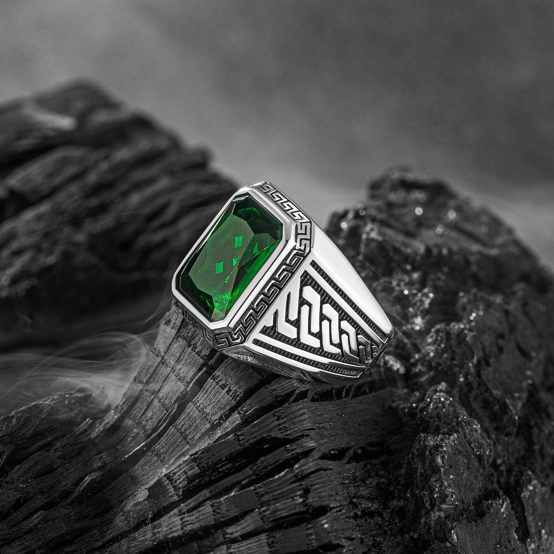 Ancient Greek Mythology - Emerald Men Ring