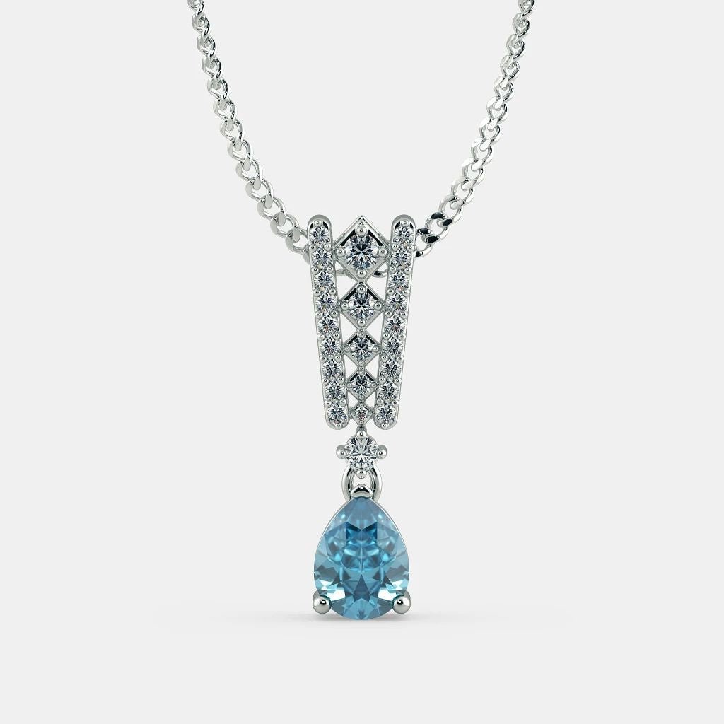 Aquamarine Bridge Necklace - 925 SILVER