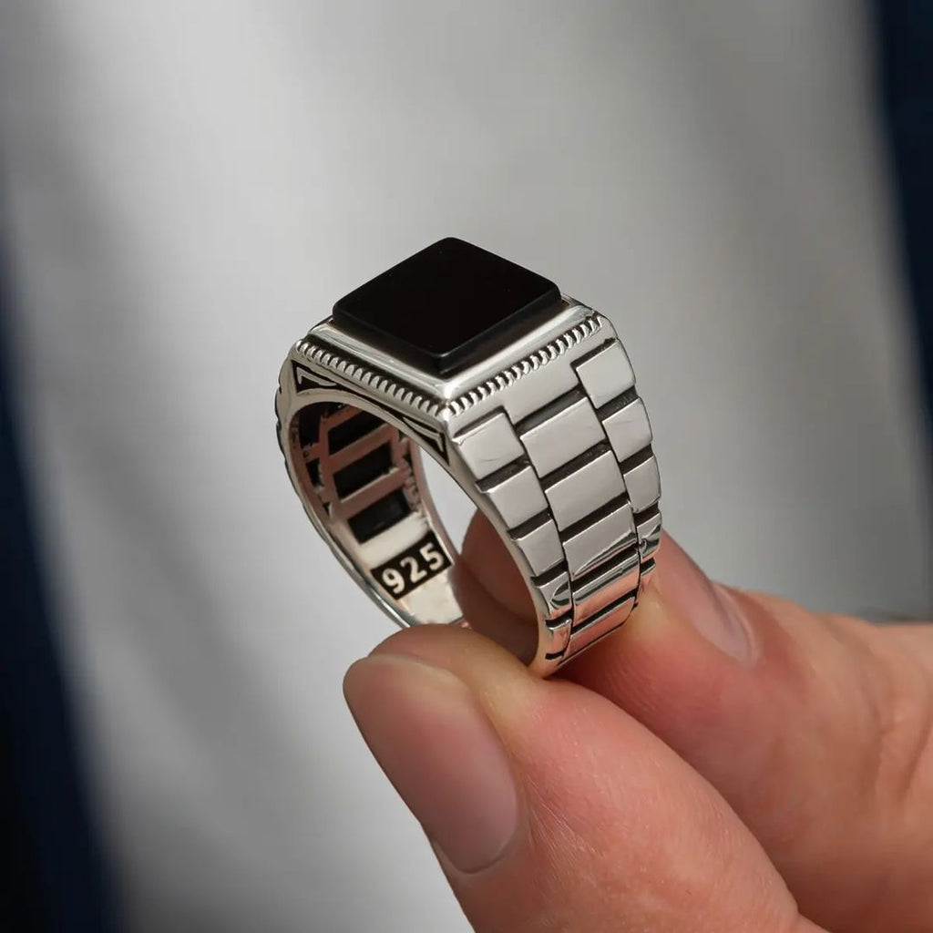 Byzantine Black Aqeeq Ottoman Ring