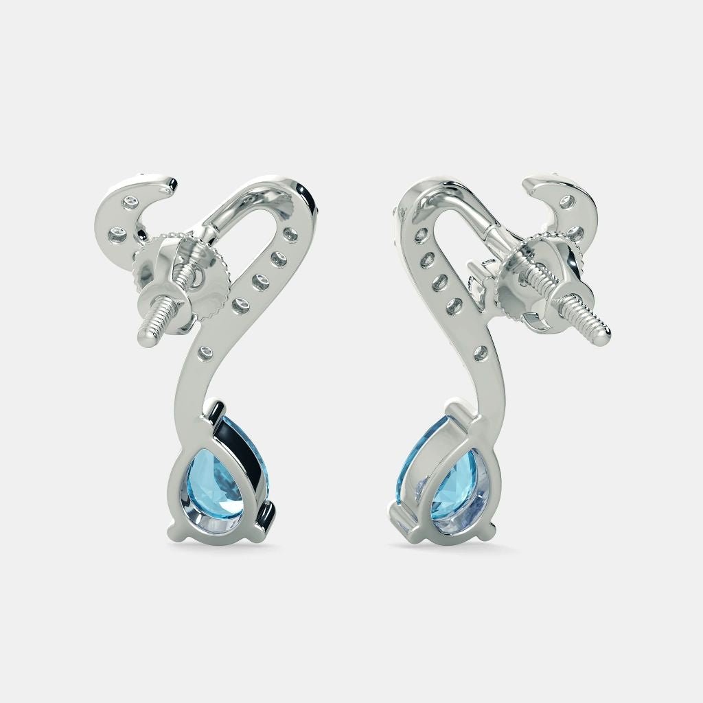 Blue Topaz Diamond Earrings -925 SILVER