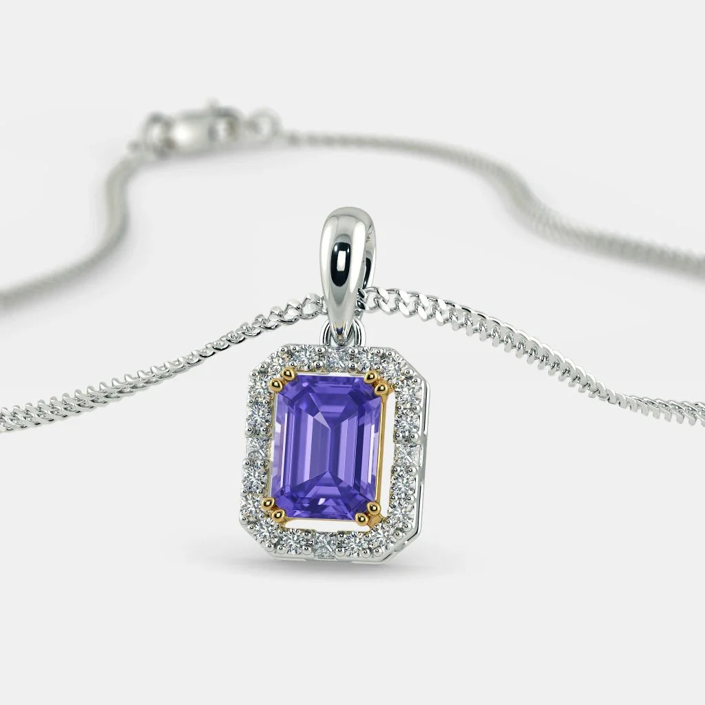 DAZZLING PURPLE DIAMOND NECKLACE - 925 SILVER
