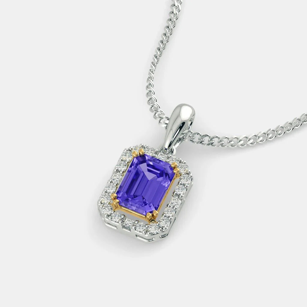 DAZZLING PURPLE DIAMOND NECKLACE - 925 SILVER