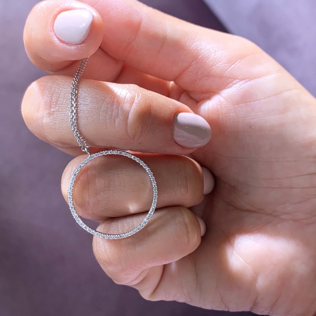 DIAMOND HOOP PENDANT - 925 SILVER