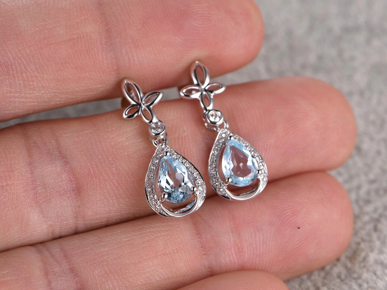 Aquamarine Dangle Earrings - 925 SILVER