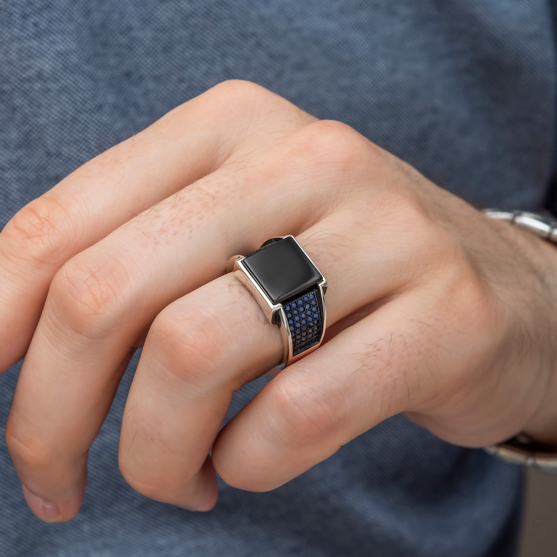 Ottoman Dynasty Black Aqeeq Ring