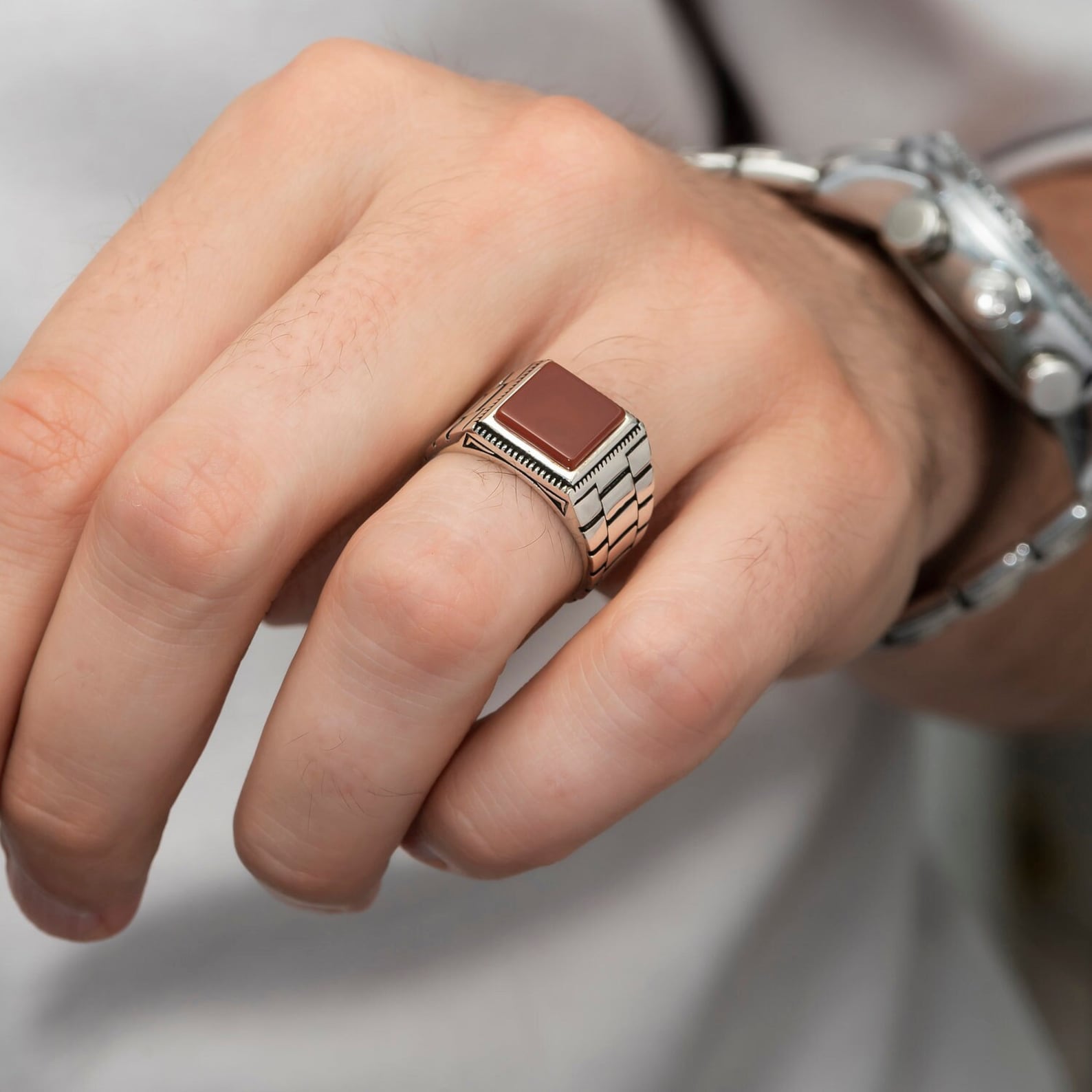 BYZANTINE RED AQEEQ OTTOMAN RING