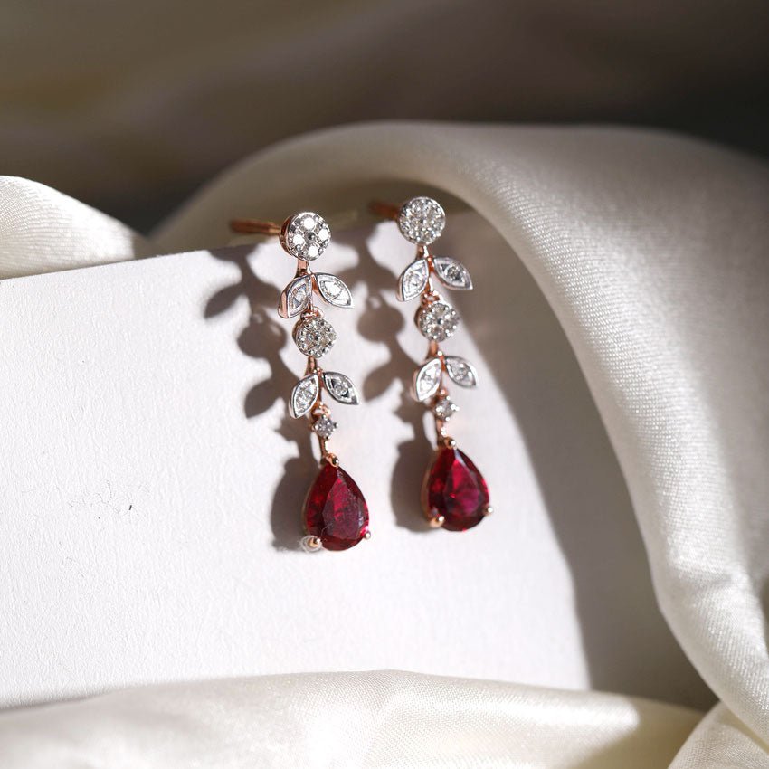 REGAL RUBY DROP EARRINGS