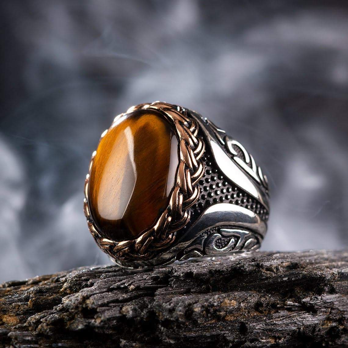 Tiger Eye Ottoman Men's Ring