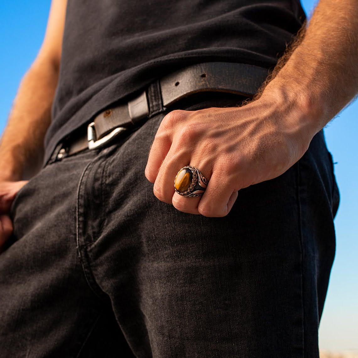 Tiger Eye Ottoman Men's Ring