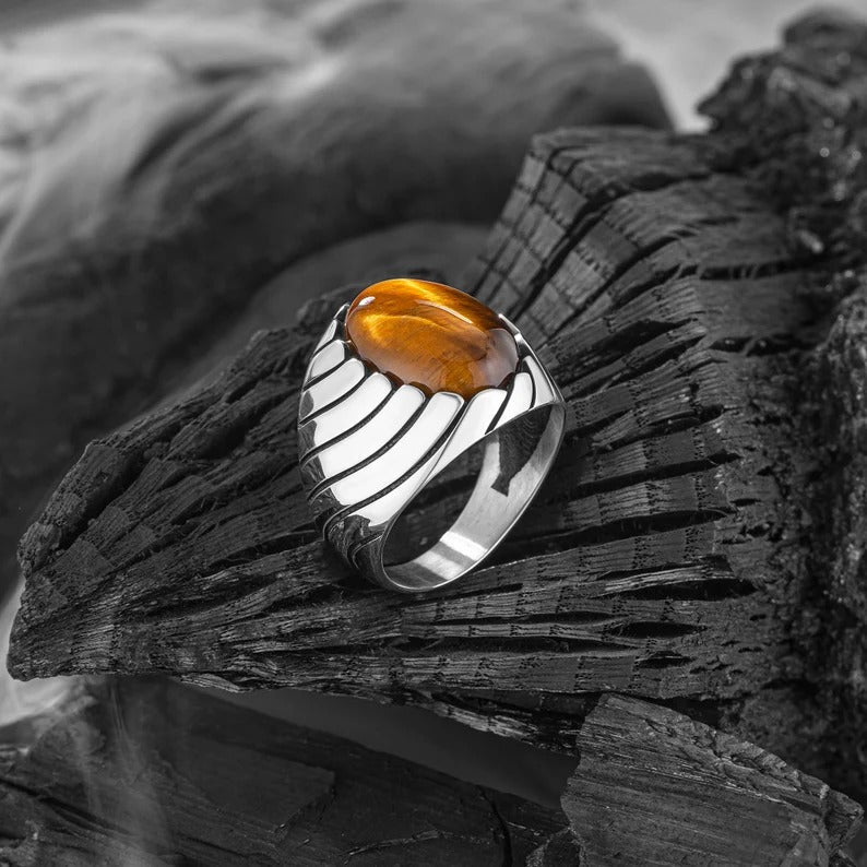 TIGER EYE WAVES MEN'S RING
