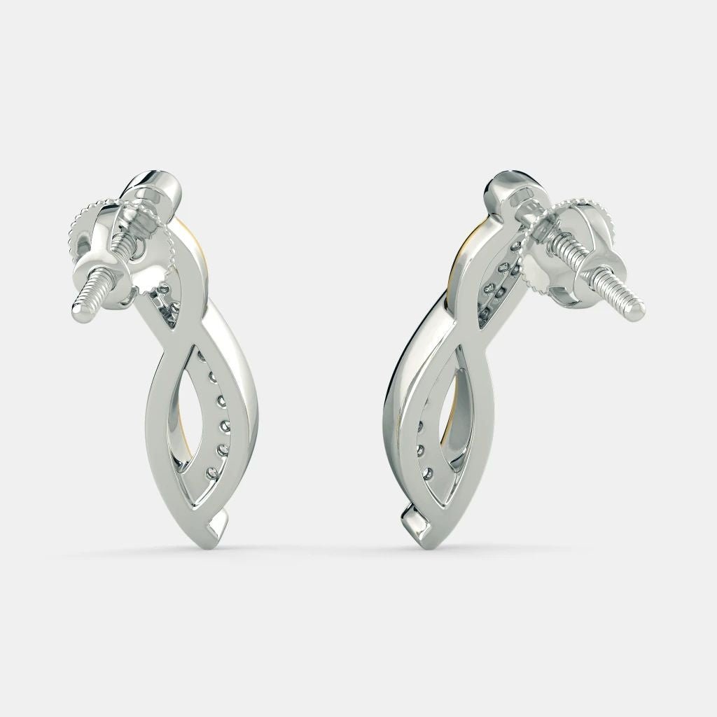 Twisted Diamond Earrings - 925 SILVER